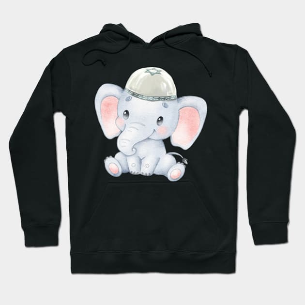 Jewish Baby Elephant Menorah Funny Hanukkah Chanukah Hoodie by larfly